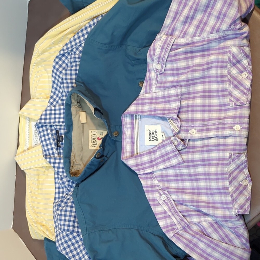 J Crew Aeropostale Redhead Mystery Box 4 Medium Long Sleeve Button Men Size M